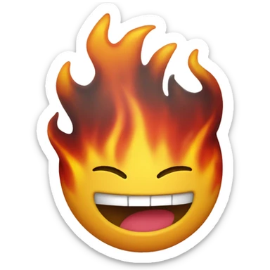Fire drooling smiley face sticker