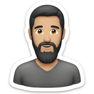 Man with straight dark hair and beard sticker