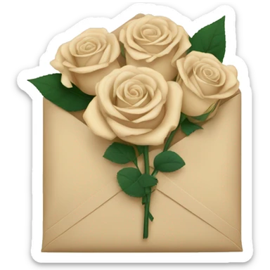 Beige roses in an envelope sticker
