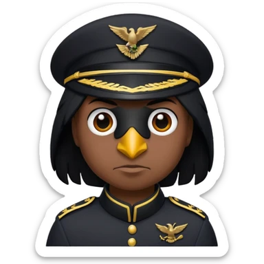 eine kleiner schwarzer rabe im military stil, normale emoji gesten sticker