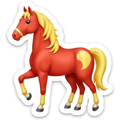 Cavalo vermelho e amarelo pastel sticker