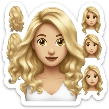 Blonde balayage long hair women emoji sticker