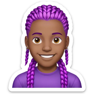 smiling black boy with purple cornrow hair sticker