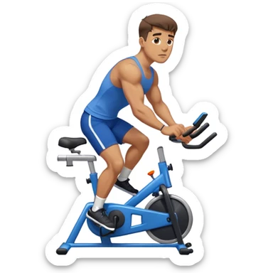 buff guy blue shorts black stationary bike sticker