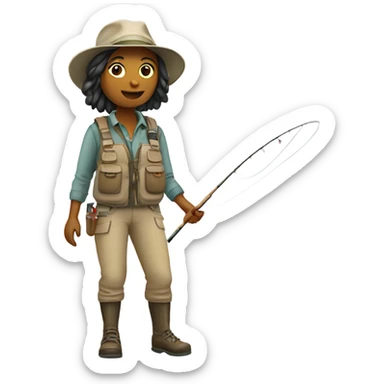 Girl fly fishing sticker