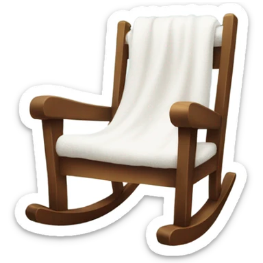 cozy rocking chair with white blanket on it  sticker