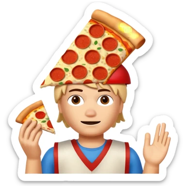 Roblox noob with a pizza on his head sticker