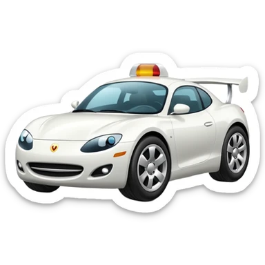 a white car on a black background. Lots of details sticker