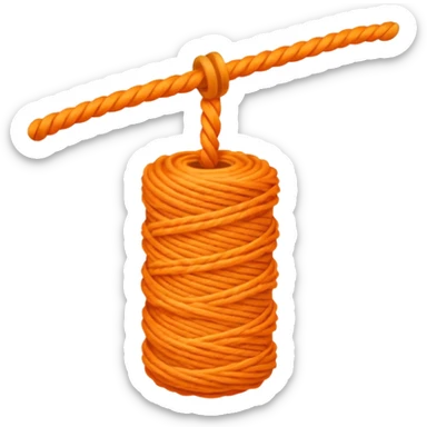 orange yarn on a bobbin sticker