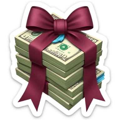 Dollar in burgundy colors, like a bundle of money sticker