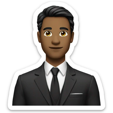 Young Man in suit and tie with shoulder length black hair sticker