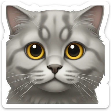 gray scottish fold long-hair cat sticker