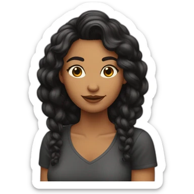 Mulher com cabelos pretos lisos sorrindo sticker