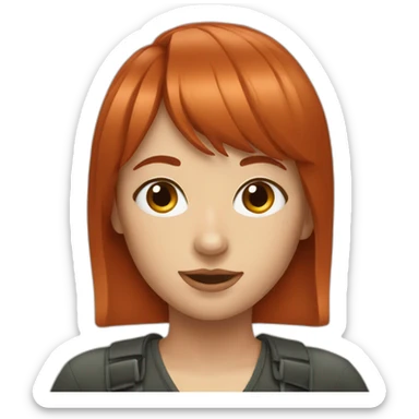 beautiful redhead with a blunt fringe sticker