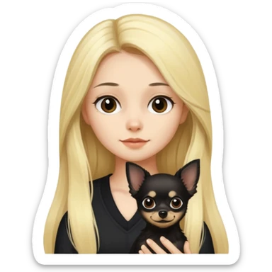 Chico pelo largo rubio chica pelo largo negro y chihuahua negro  sticker