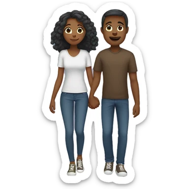 mixed couple holding hands sticker
