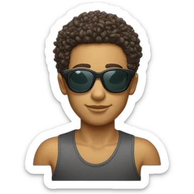 Garçon cheveux bouclés avec un taper et des lunette oakley sticker