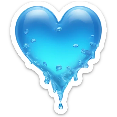 Blue clear Heart made out of water  sticker