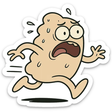 a panicked blob running, wide eyes, dynamic pose sticker
