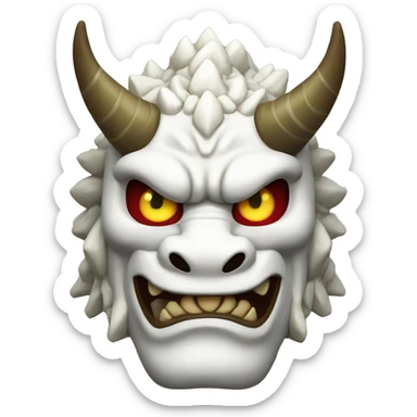 White Oni Dragon Japanese Mask sticker