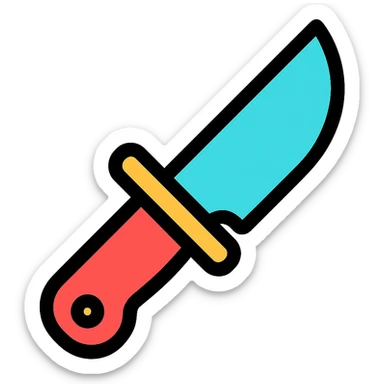color outline icon of a TikTok knife, reversed sticker