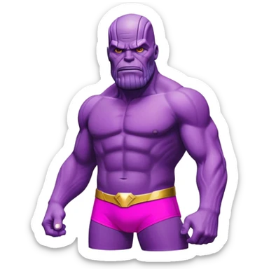 Thanos from Marvel in a bright pink swimsuit  sticker