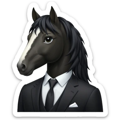 Handsome horse in black suit and tie with flowing mane sticker
