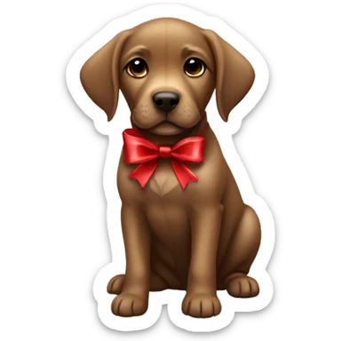 cute baby brown labrador with christmas bow sticker