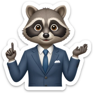 business raccoon in suit giving a PowerPoint presentation sticker