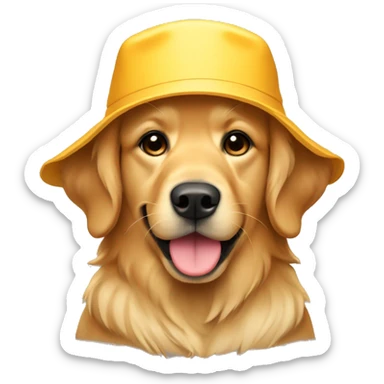 golden retriever wearing bucket hat sticker