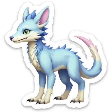 Feral Rare Fantasy cute pastel Vernid-Sergal-animal-creature-hybrid by LiLaiRa, markings, tufted ears, full body sticker