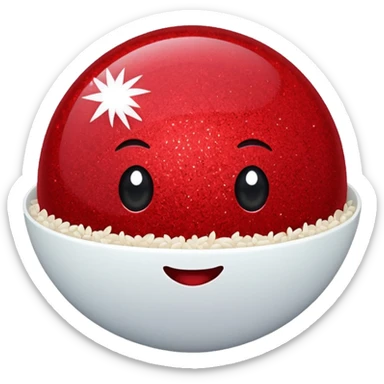 red glitter rice ball sticker