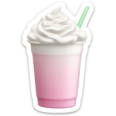 Clear grande cup with light pink drink on top and white whipped cream sticker