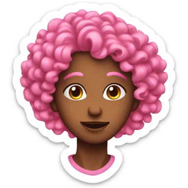 Pink heart with curly hair sticker