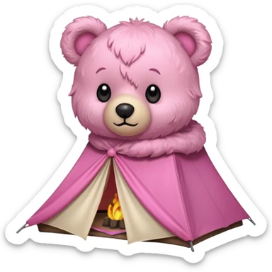  Teddy bear camping pink sticker