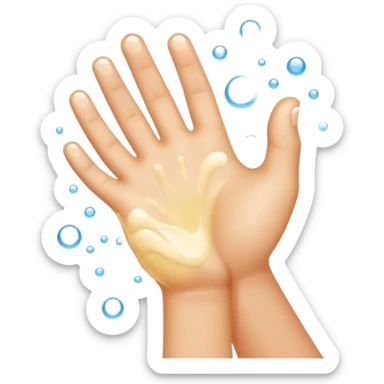 Rubbing hands bubbles sticker