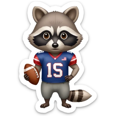 Raccoon pointing in an American football jersey sticker