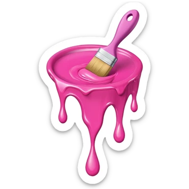 flying art brush dripping pink slop sticker