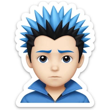 blue spiky haired kid  sticker