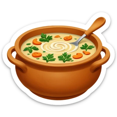 soup in clay, no spoon sticker