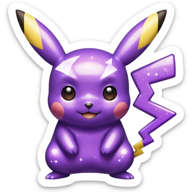 glitter purple pikachu sticker