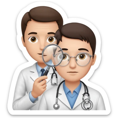 medico olhando a pele de um paciente com uma lupa sticker