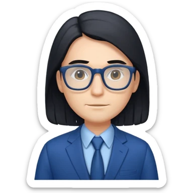 accountant with black long hair sticker