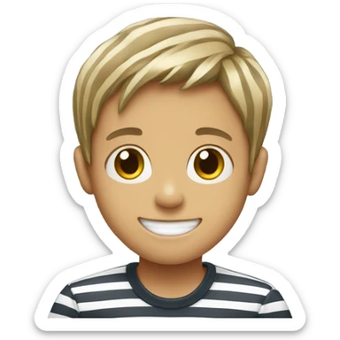 smiling boy in striped shirt sticker