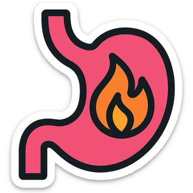 simple stomach icon with fire sticker