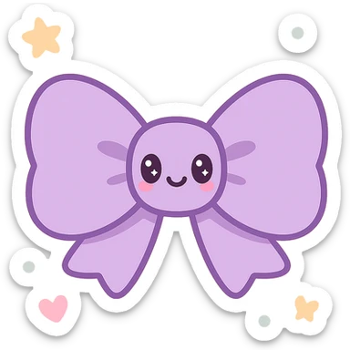 2D cute purple bow, kawaii style sticker