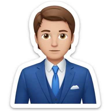 white man with brown hair in blue elegant suit sticker