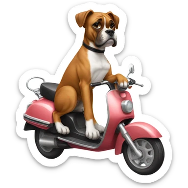 Boxer dog on a scooter sticker