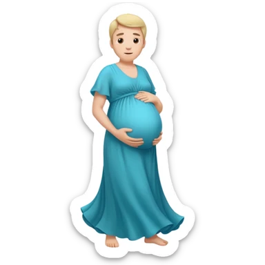 A pregnant man with a dress on  sticker