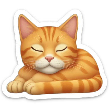 orange tabby cat with eyes barely open, sleeping sticker